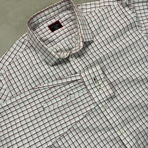 UNTUCKit Shirt‎ Men's 2XL White Wrinkle Free Long Sleeve Checkered Button Down